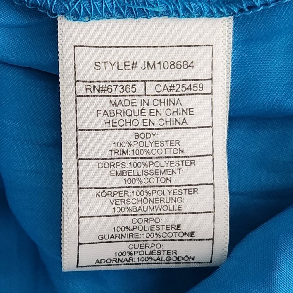 Betsey Johnson Pleated Silky Satin Floral Trim Dress Women's Size 14 Blue - Picture 8 of 9